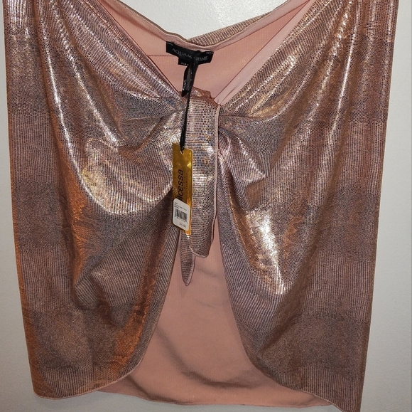 NWT AQUAMARINE Metallic Rose gold  Snakeskin  Sarong  Bathing Suit Cover Up - Picture 2 of 10
